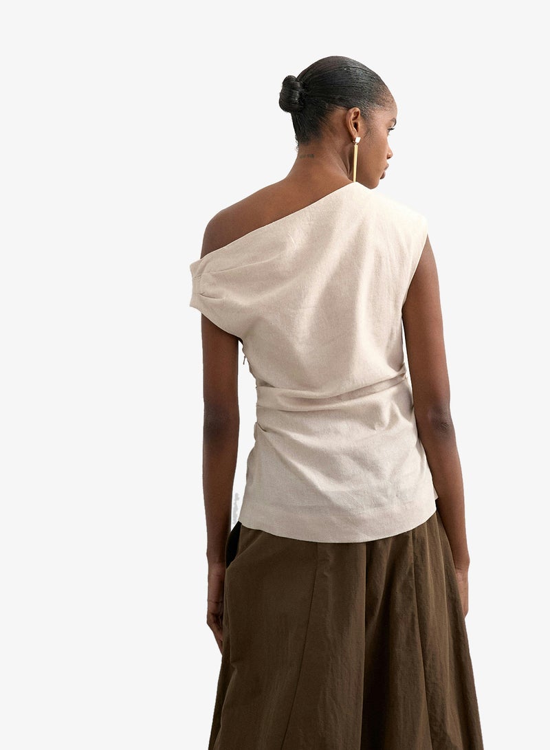 TOPSHOP Casual Asymmetric Twist Shoulder Top - Image 2