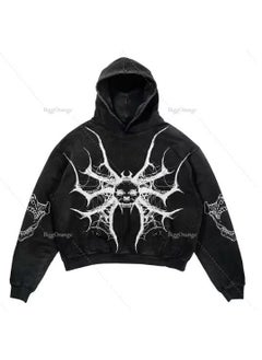 New Hiphop Green Zip Hoodie Men Urban Harajuku Anime Print Long Sleeve 23 Black Washed Old Hoodie