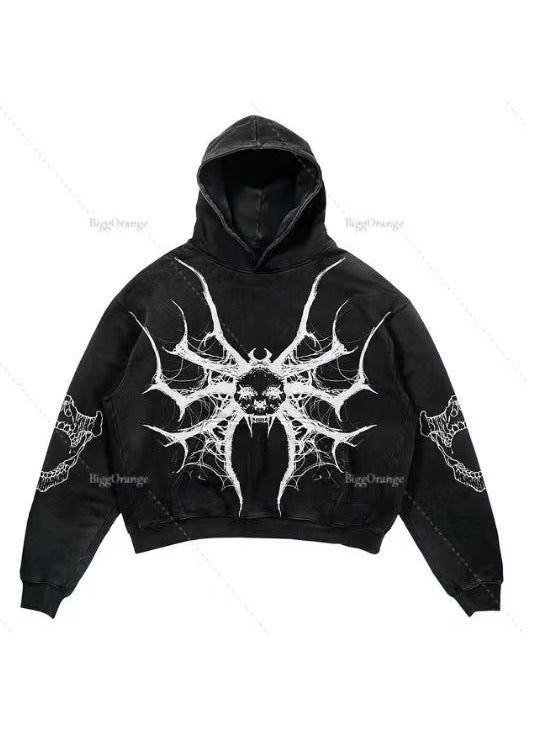 Generic - New Hiphop Green Zip Hoodie Men Urban Harajuku Anime Print Long Sleeve 23 Black Washed Old Hoodie - Image 1