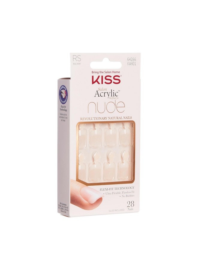 KISS Salon Acrylic Press On Nails, Nail glue included, 'Breathtaking', French, Real Short Size, Squoval Shape, Includes 28 Nails, 2g Glue, 1 Manicure Stick, 1 Mini file - Image 2