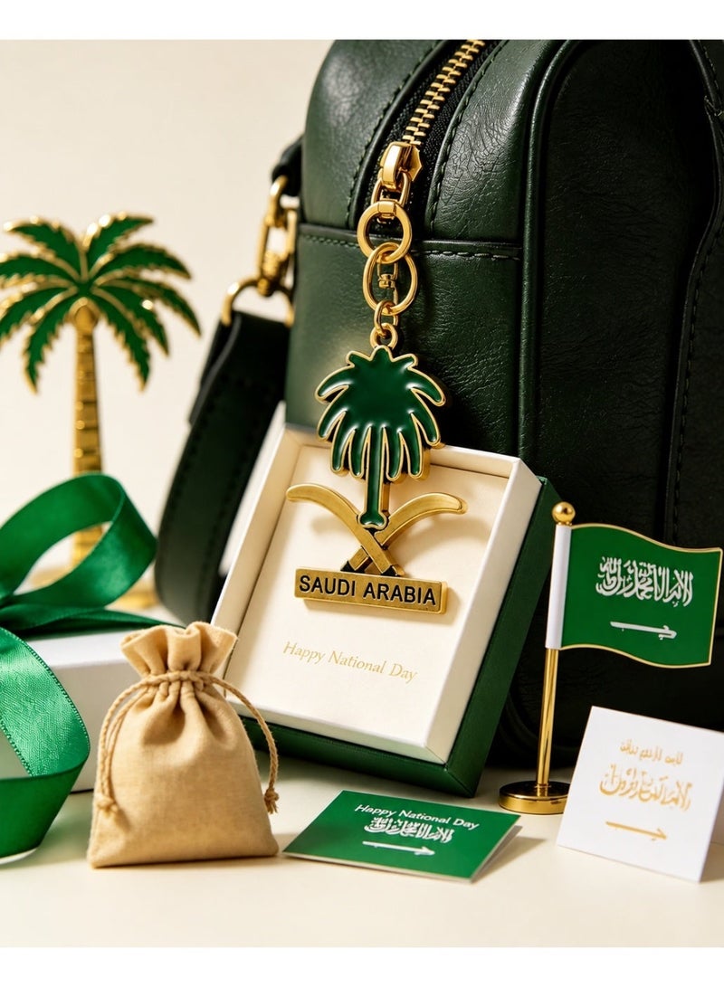 Celebrate Saudi National Day, 3 limited‑edition Two Swords and Palm pendant keychains for Saudi National Day, hangable on car rearview mirror, handmade DIY - Image 5