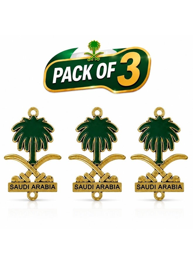 Celebrate Saudi National Day, 3 limited‑edition Two Swords and Palm pendant keychains for Saudi National Day, hangable on car rearview mirror, handmade DIY - Image 2