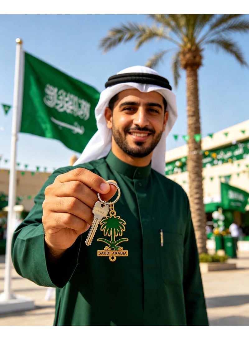 Celebrate Saudi National Day, 3 limited‑edition Two Swords and Palm pendant keychains for Saudi National Day, hangable on car rearview mirror, handmade DIY - Image 3