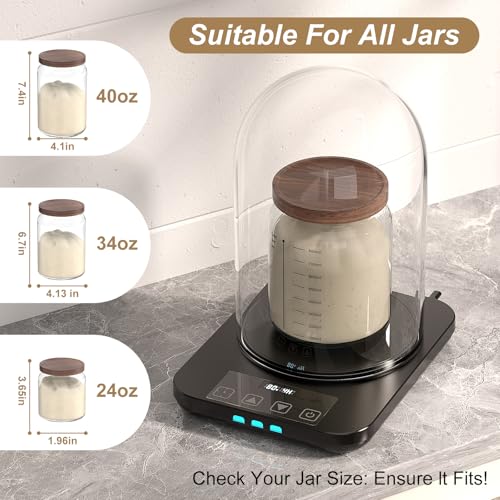 MENGBEI Large Glass Dome for MENGBEI Sourdough Starter Warmer, Warming Heating Pad Accessories Clear Glass Cover Fits Jars 24oz 34oz 40oz (7.87" * 5.12") - Image 3