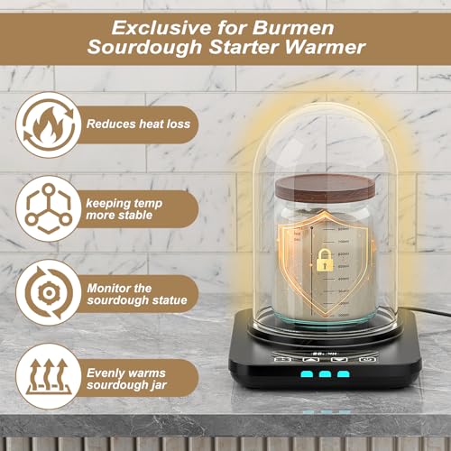 MENGBEI Large Glass Dome for MENGBEI Sourdough Starter Warmer, Warming Heating Pad Accessories Clear Glass Cover Fits Jars 24oz 34oz 40oz (7.87" * 5.12") - Image 4