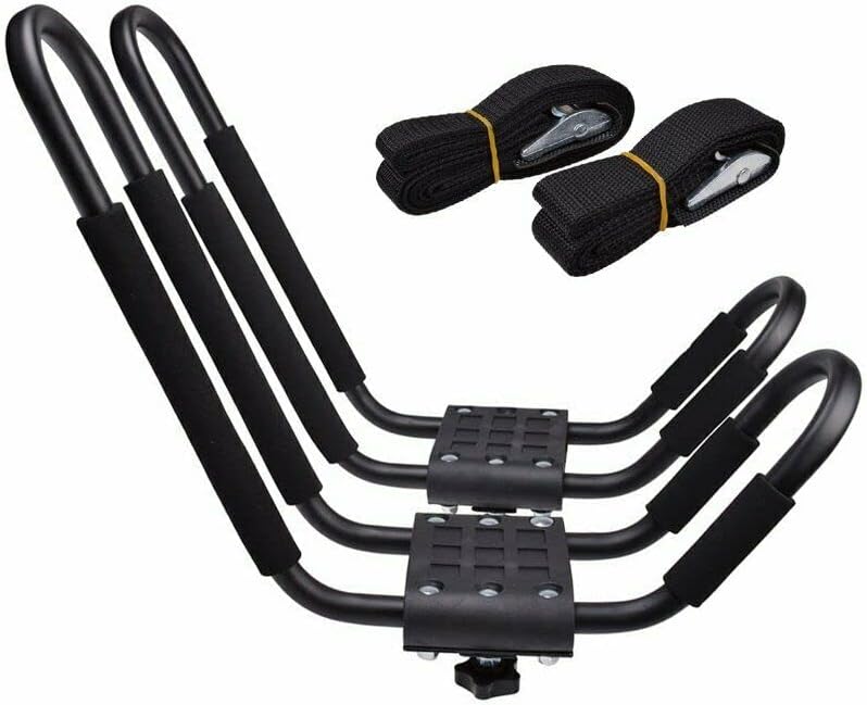 TMS J-Bar Rack HD Kayak Carrier Canoe Boat Surf Ski Roof Top Mounted on Car SUV Crossbar - Image 1