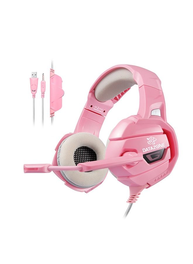 Datazone Gaming headphone, 3.5mm Plug Rainbow LED Light Adjustable headband with high Sensitivity Mic wide Compatibility with PS4, PS5, Xbox one and Switch. - Image 1