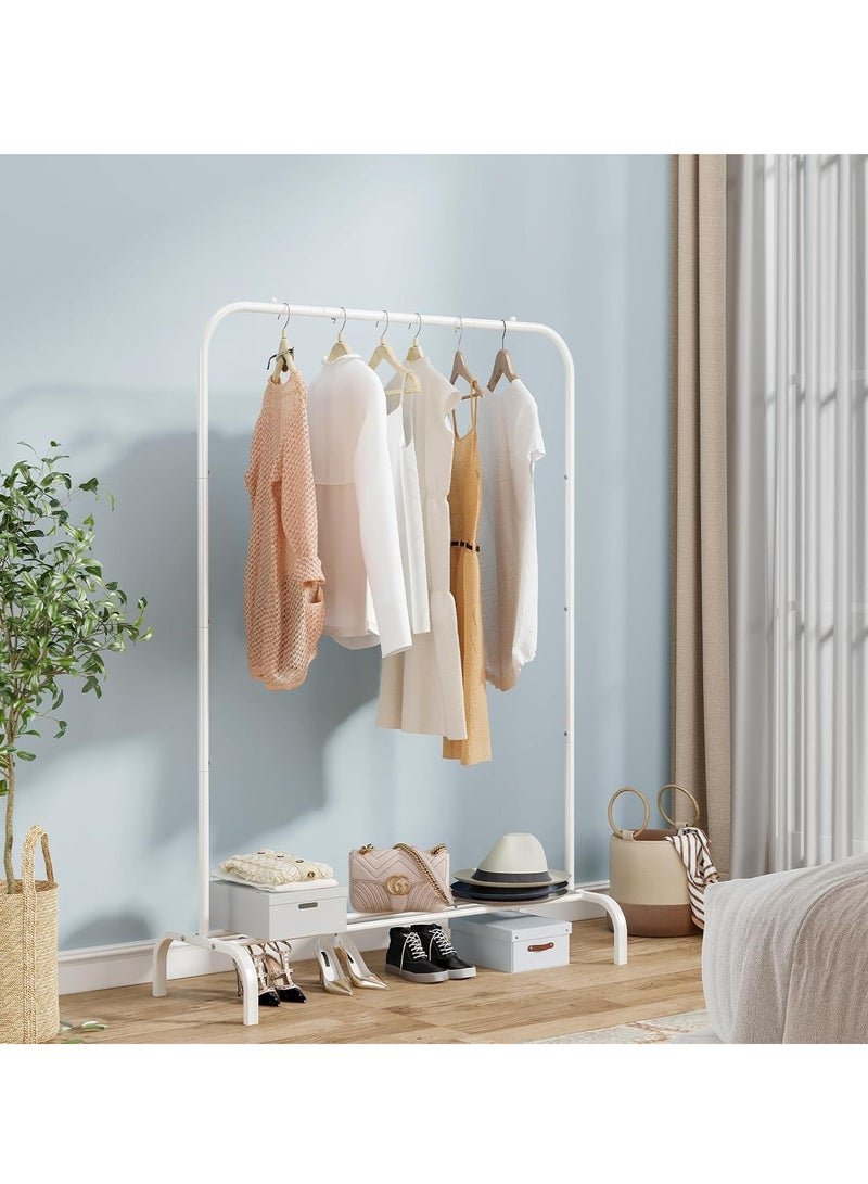 SUOERNUO Garment Rack for Hanging Clothes Rack Heavy Duty Portable with Bottom Metal Shelf Drying Coats Shirt,Black (White) - Image 2