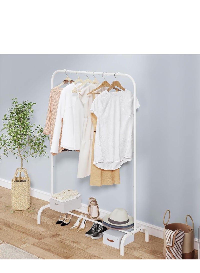SUOERNUO Garment Rack for Hanging Clothes Rack Heavy Duty Portable with Bottom Metal Shelf Drying Coats Shirt,Black (White) - Image 4