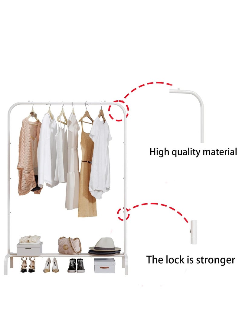 SUOERNUO Garment Rack for Hanging Clothes Rack Heavy Duty Portable with Bottom Metal Shelf Drying Coats Shirt,Black (White) - Image 5