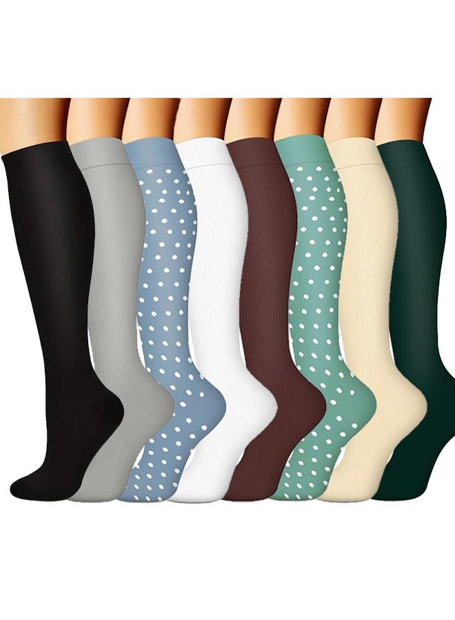 جوارب ضغط الدورة الدموية للرجال والنساء (8 أزواج)، أفضل دعم لممارسة الرياضة والجري والمشي لمسافات طويلة - Image 1