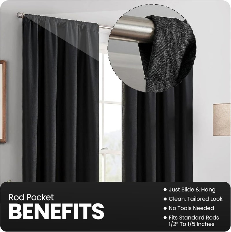 إكليبس ستارة إكليبس كيندال الحديثة المعتمة حرارياً لجيب القضيب لغرفة النوم أو غرفة المعيشة (لوحة واحدة)، 42 × 54، أسود - Image 5