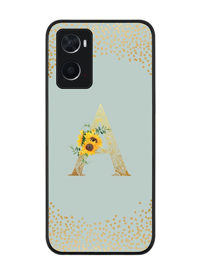 Stylizedd Rugged Black edge case for Oppo A96 4G/A36/A76 Slim fit Soft Case Flexible Rubber Edges Anti Drop TPU Gel Thin Cover - Custom Monogram Initial Letter Floral Pattern Alphabet - A (Light Grey ) - Image 1