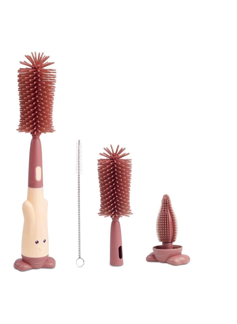 SYOSI 3-in-1 Baby Bottle Brush, Baby Bottle Cleaning Set, Pacifier Brush, for Water Bottles, Baby Bottles, Glass Cups, and Thermoses with Food-Grade Silicone Tools - Image 1