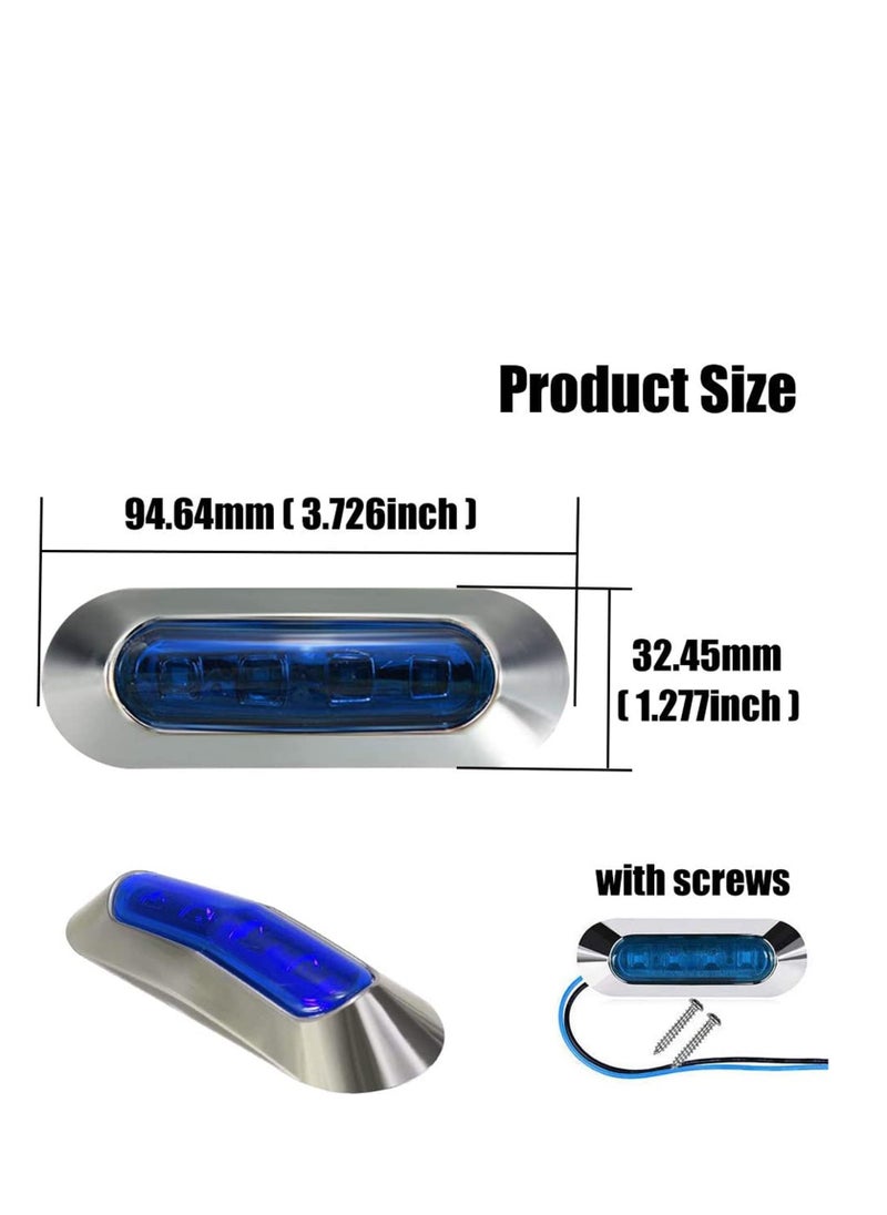 Y&D LED Side Marker Indicator Lights Lamp Front Rear Tail Clearance Interior with Chrome Bezel Universal for Auto Car Bus Truck Lorry Trailer Boat Deck Courtesy 10PCS Blue DC12V-24V  - Image 3