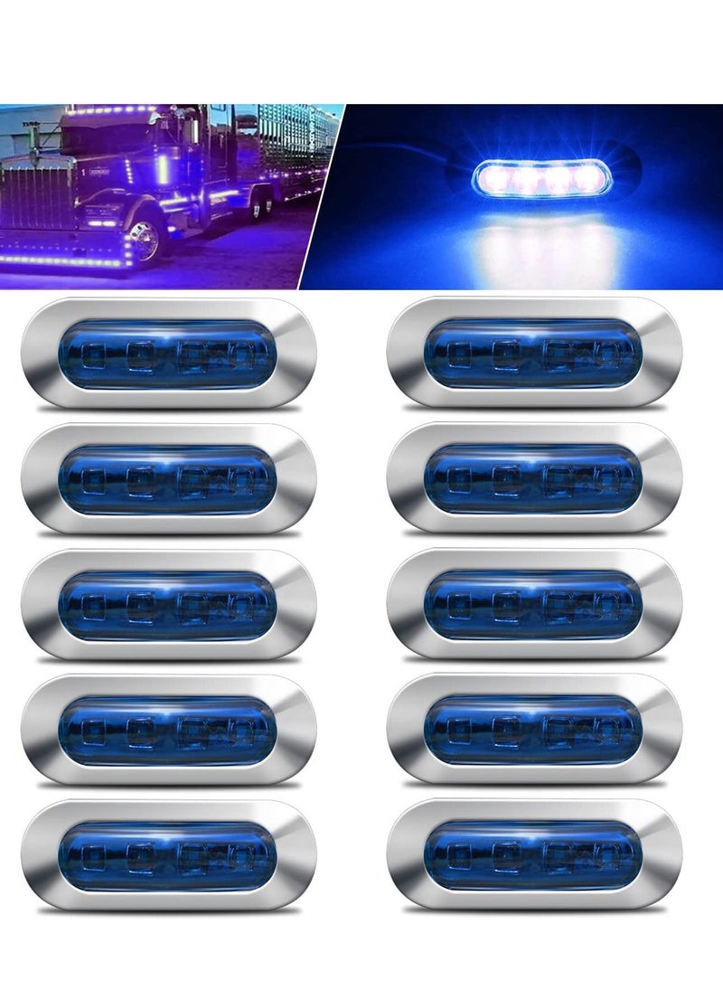 Y&D LED Side Marker Indicator Lights Lamp Front Rear Tail Clearance Interior with Chrome Bezel Universal for Auto Car Bus Truck Lorry Trailer Boat Deck Courtesy 10PCS Blue DC12V-24V  - Image 1