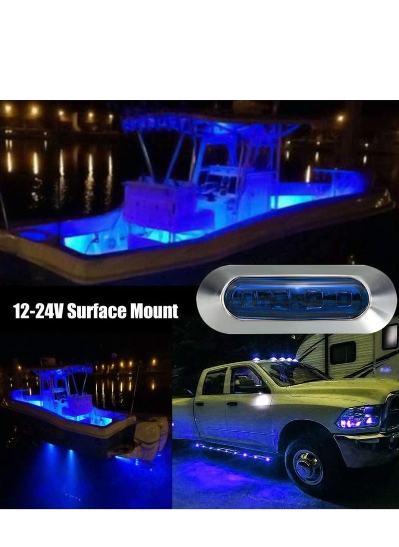 Y&D LED Side Marker Indicator Lights Lamp Front Rear Tail Clearance Interior with Chrome Bezel Universal for Auto Car Bus Truck Lorry Trailer Boat Deck Courtesy 10PCS Blue DC12V-24V  - Image 5