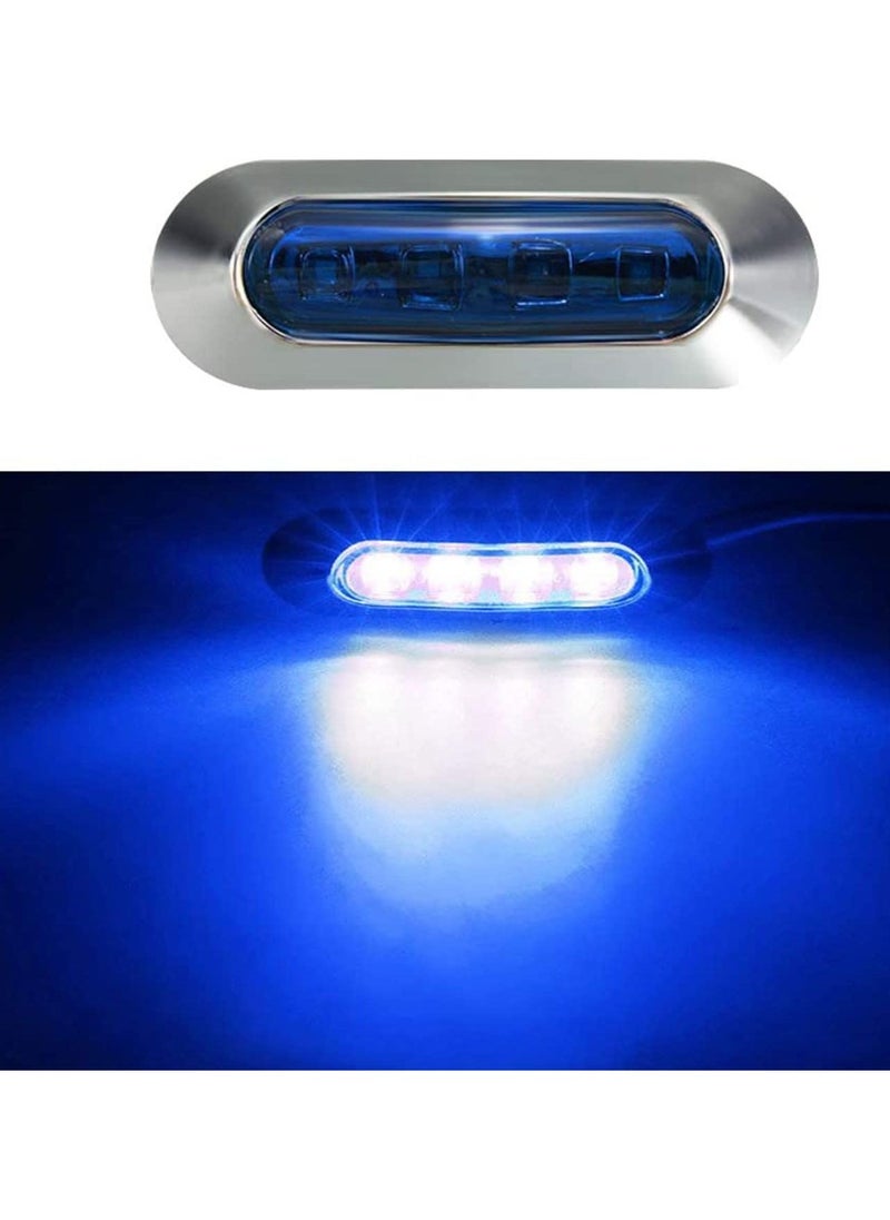 Y&D LED Side Marker Indicator Lights Lamp Front Rear Tail Clearance Interior with Chrome Bezel Universal for Auto Car Bus Truck Lorry Trailer Boat Deck Courtesy 10PCS Blue DC12V-24V  - Image 2