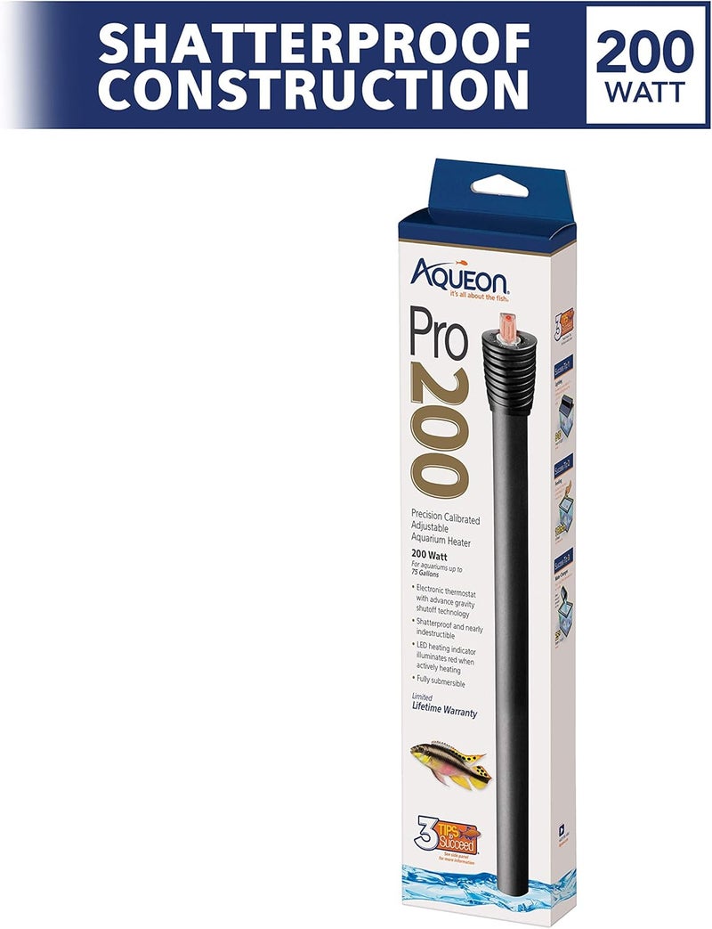 Aqueon Adjustable Pro Aquarium Heater, 200W - Image 1