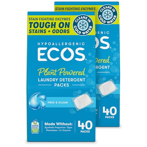ECOS Laundry Detergent Packs 80 Loads 100 Plastic Free Packaging Convenient No Mess Washing Soap Packs Hypoallergenic for Sensitive Skin Free Clear - Image 2