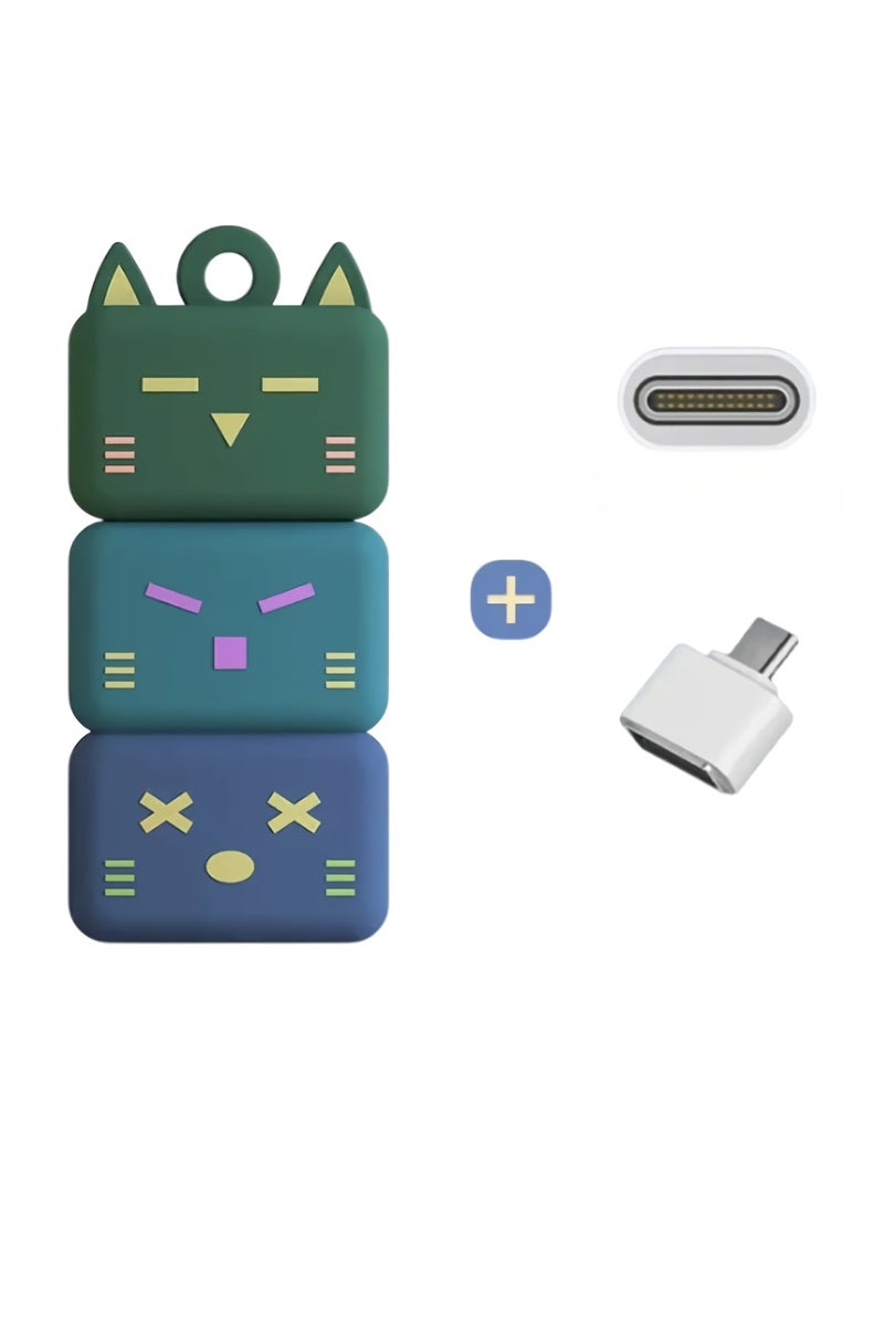Thumb Drive, Cute Folding Cat USB Flash Drive, Compact Waterproof USB Memory Stick, Lightweight Small Size USB Drive For Laptops Computers, (1pc, Multicolour A, 4GB, With Type C Adapter) - Image 1