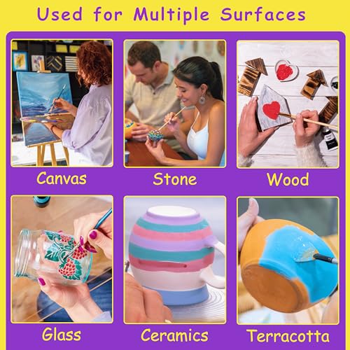 Craftinger 12-Sets Vibrant Metallic Acrylic Shades (30 ml Each) | Rich Shiny Finish | Multi-Surface color for Canvas, Wood, Glass, Metal, Plastic & More | Set for Adults for Artists, students, Children & Hobbyists - Image 5