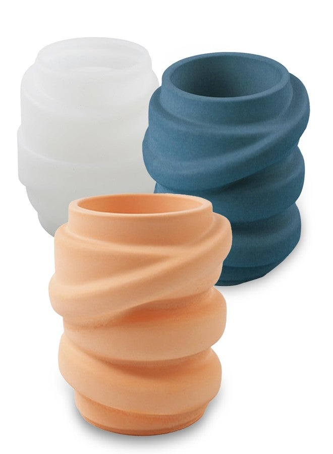 Wehous Irregular Resin Jar Molds, Spiral Strap Shape Storage Jar Silicone Molds for Resin Concrete, Unique Candle Holder Container Box Succulent Plant Pot Mold for Cement Plaster Art Craft DIY Decor - Image 1