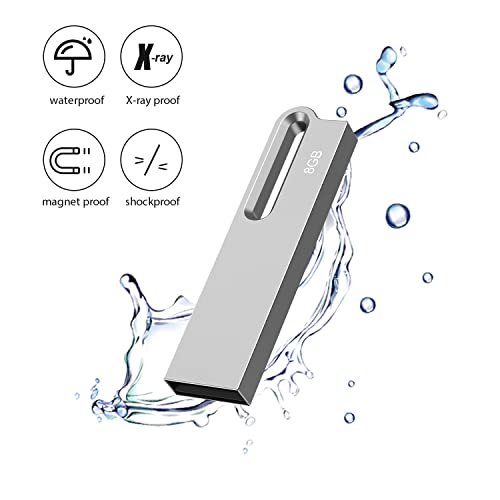 Aiibe 8GB Flash Drive 10 Pack 8GB Metal USB Drive Bulk Thumb Drive USB 2.0 Memory Stick Jump Drive Zip Drive with Keychain, Waterproof - Silver - Image 5
