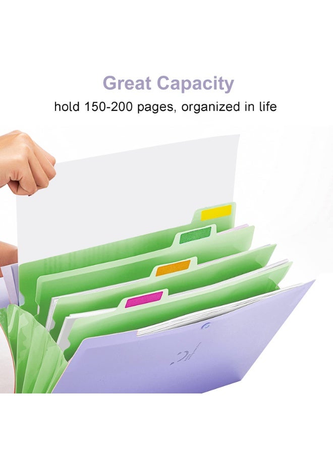 A4 Size Accordion File Organizer, 5 Pocket Expanding File Folder, File Folder with Labels, Portable File Organizer for School Office Supplies, Folders for Documents (Purple) - Image 3