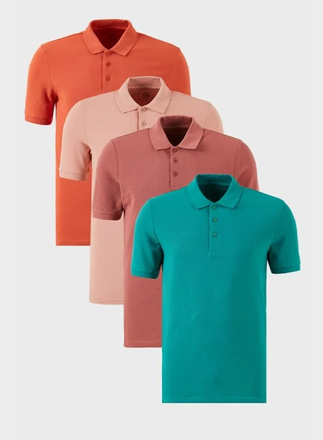 Buratti  Buratti Cotton Regular Fit Buttoned Polo Collar 4-Pack T Shirt Men's T-SHIRT 5902127S4 for Men | Best Price UAE