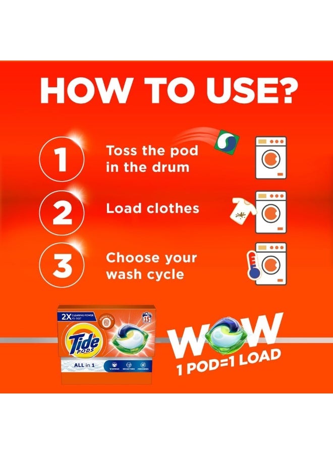 Tide Original All-in-1 Pods, 15 Count Laundry Detergent Pods (Pack of 4), 60 pods - Image 5