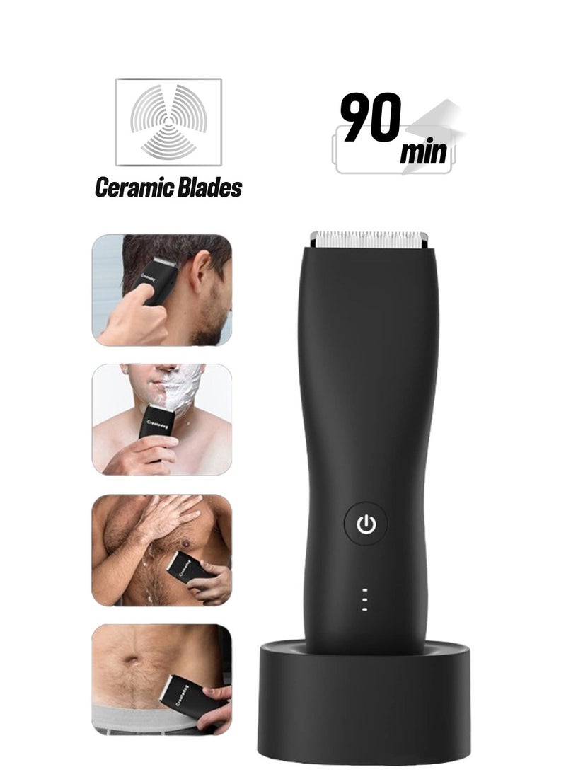 VUCATIN Electric Body Hair Trimmer Waterproof Wet Dry Cordless Body Groomer Ball Back Shavers Fast Charging Replaceable Ceramic Blade Pubic Hair Trimmer Body Groomer Kit for Full Body Grooming - Image 1
