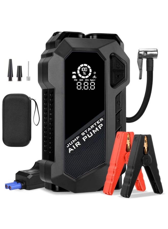 Generic Jump Starter with Air Compressor, 4000A Jump Starter Battery Pack with Tire Inflator, 12V Portable Car Battery Starter with LED Light&Quick-Charge, for 10.0L Gas and 8.0L Diesel Engines  - Image 1