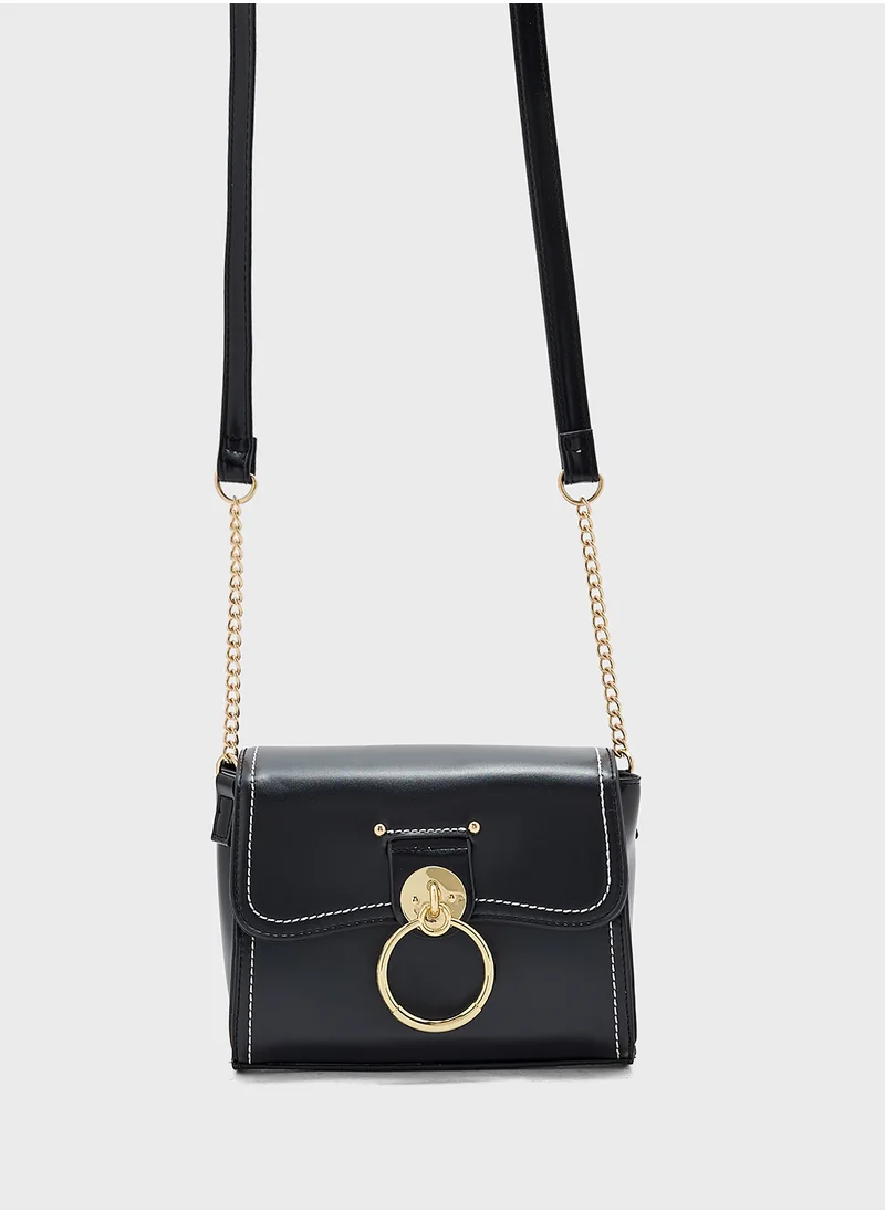 ايلا Metal Trim Stitch Detail Crossbody Bag