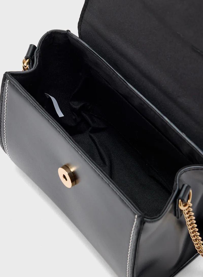 ELLA Metal Trim Stitch Detail Crossbody Bag