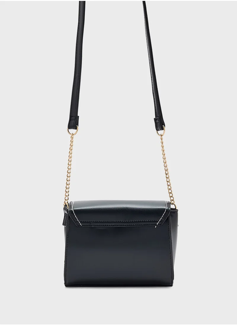 ايلا Metal Trim Stitch Detail Crossbody Bag