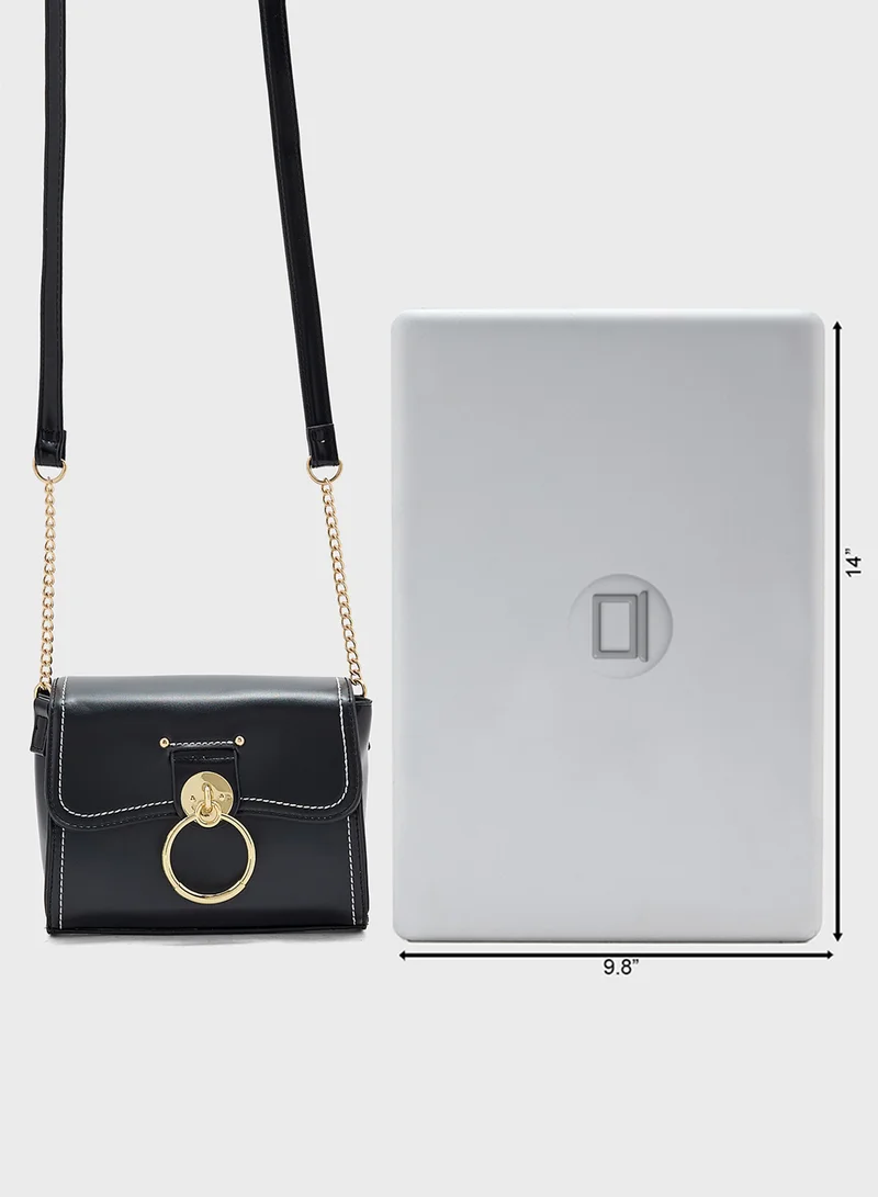 ELLA Metal Trim Stitch Detail Crossbody Bag