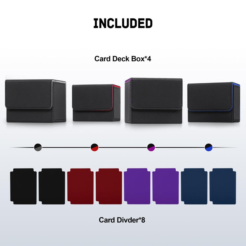 ZLCA Card Deck Box for Trading Cards, MTG Commander Deck Box Holds 120+ Single Sleeved, Leather Magnetic Card Storage Case Fits for TCG CCG Magic(Black Set) - Image 3