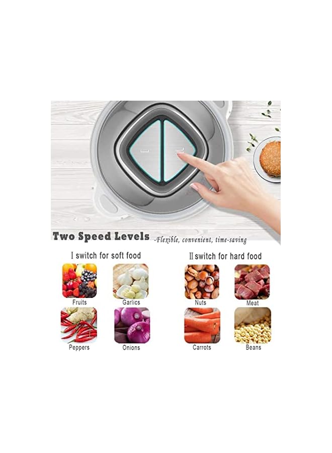 vesus مفرمة لحم كهربائية مع محرك قوي، وعاء من الفولاذ المقاوم للصدأ سعة 3 لتر، مستويين من السرعة، وظيفة أمان، مفرمة متعددة 300 واط للحوم، الفواكه، طعام الأطفال، الخضروات، البصل - Image 2
