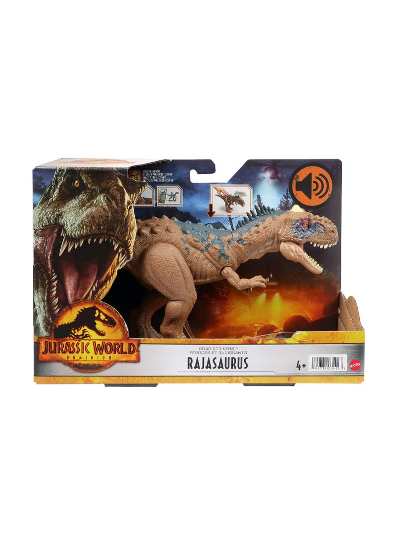 Mattel Games - Jurassic World Dominion Roar Strikers Rajasaurus Dinosaur Action Figure with Roaring Sound and Attack Action - Image 1