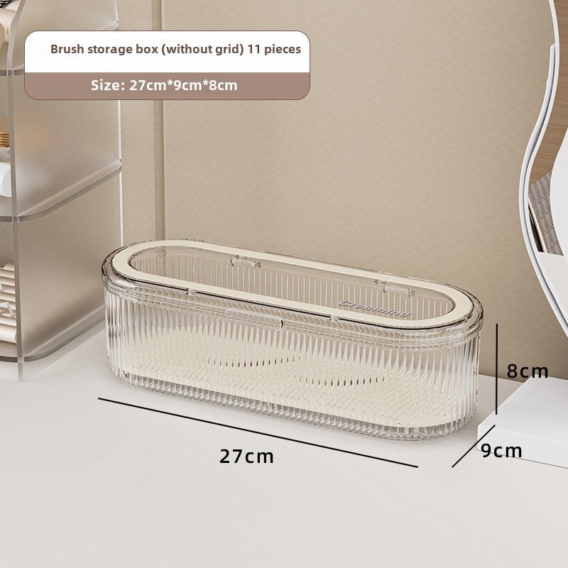 Makeup Brush Storage Box: Large Capacity - Dustproof Transparent Lid Customizable Logo for Vanity Beauty Routine Organization - Image 1