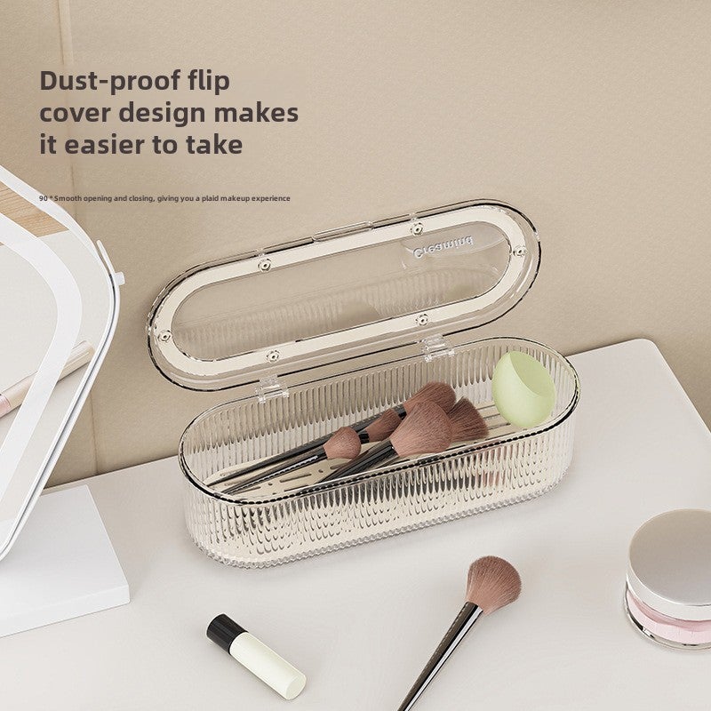 Makeup Brush Storage Box: Large Capacity - Dustproof Transparent Lid Customizable Logo for Vanity Beauty Routine Organization - Image 5