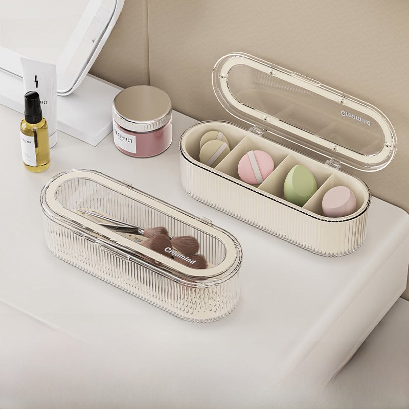 Makeup Brush Storage Box: Large Capacity - Dustproof Transparent Lid Customizable Logo for Vanity Beauty Routine Organization - Image 2