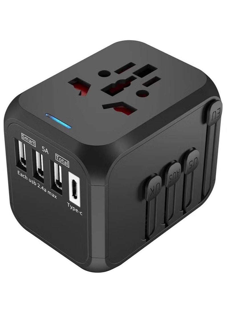 TIGER International Power Adapter – All-in-One Wall Outlet Adapter Charger with High-Speed 2.4A 3 USB Ports & 3.0A Type-C, Worldwide Travel Plug Adapter for Universal Use – Compatible with 150+ Countries - Image 1