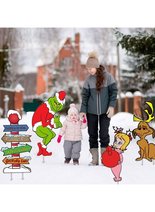 CCOVERY Grinch Christmas Decoration, Pack of 4 Yard Signs with Stakes, Grinch Stealing Christmas Decoration Sign - Image 4