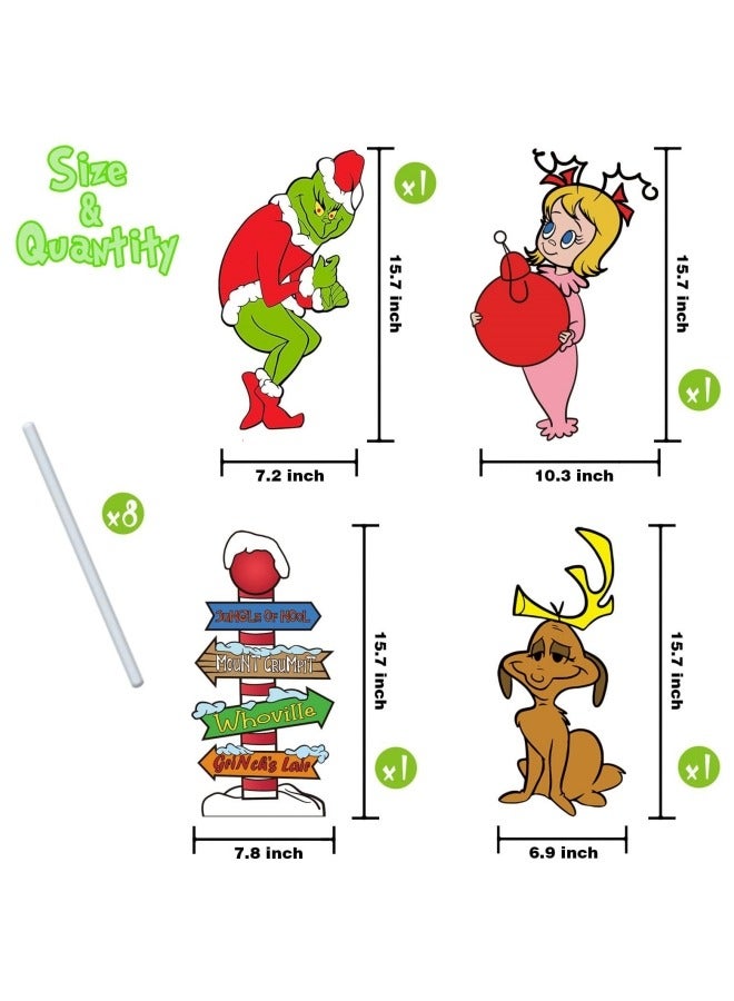 CCOVERY Grinch Christmas Decoration, Pack of 4 Yard Signs with Stakes, Grinch Stealing Christmas Decoration Sign - Image 3