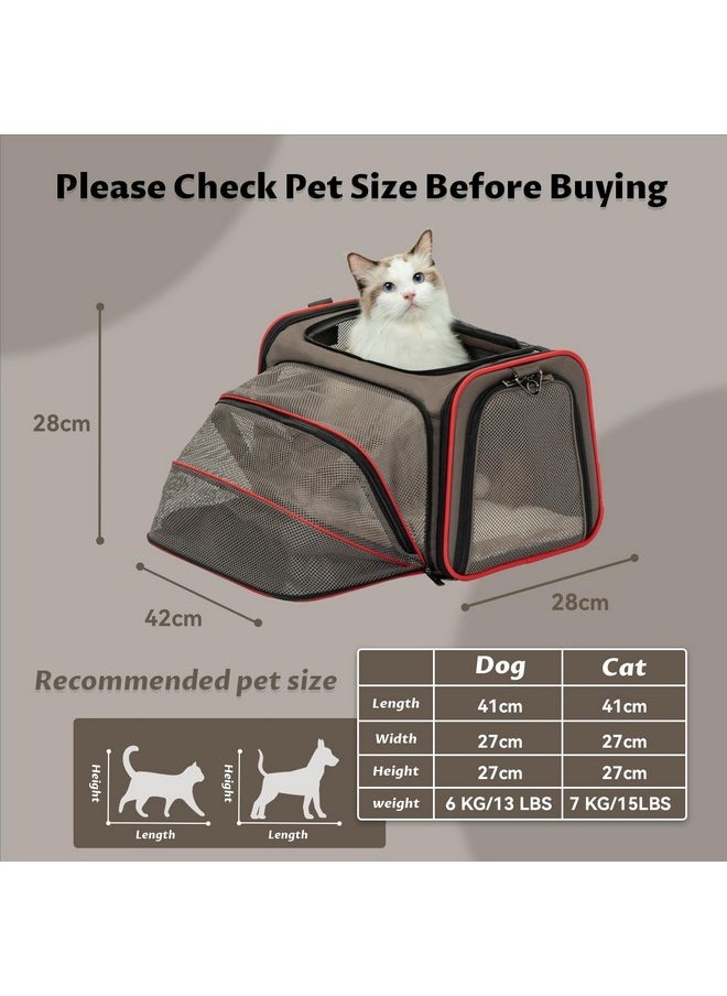 Petsfit Petsfit Expandable Cat Carrier Dog Carriers,Airline Approved Soft-Sided Portable Pet Travel Washable Carrier for Kittens,Puppies,Removable Soft Plush mat and Pockets,Locking Safety Zippers  - Image 2