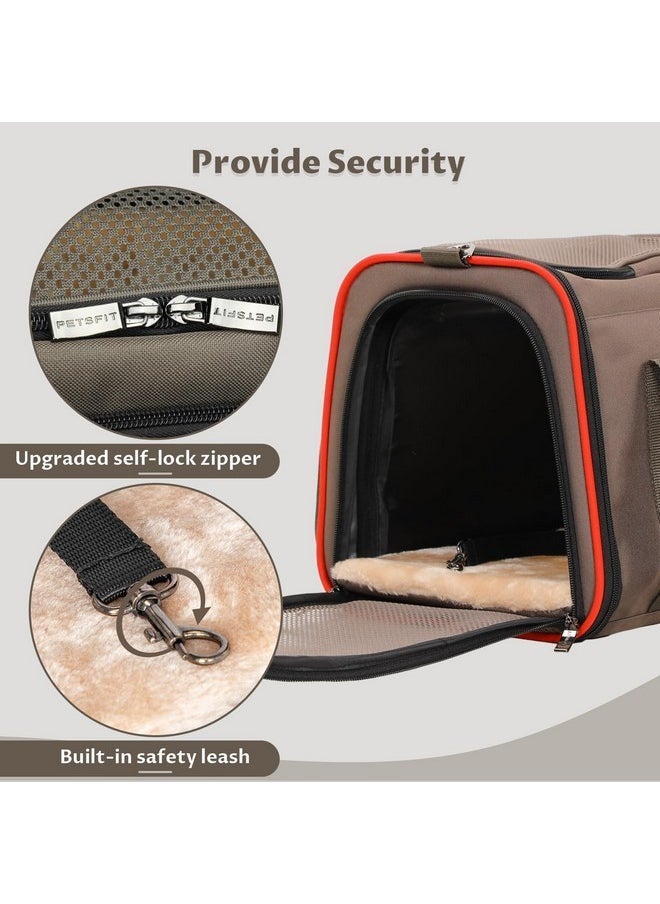 Petsfit Petsfit Expandable Cat Carrier Dog Carriers,Airline Approved Soft-Sided Portable Pet Travel Washable Carrier for Kittens,Puppies,Removable Soft Plush mat and Pockets,Locking Safety Zippers  - Image 3