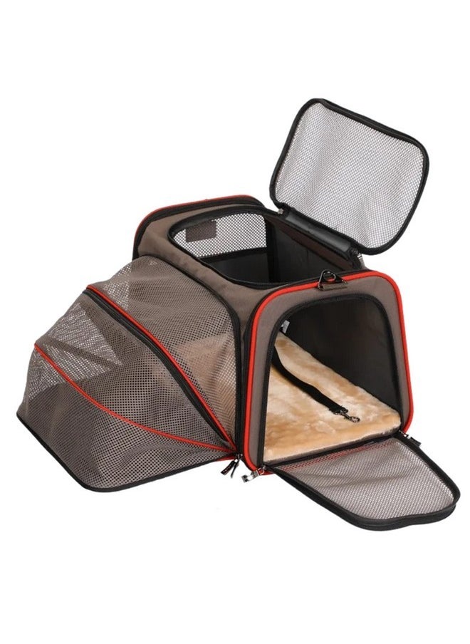 Petsfit Petsfit Expandable Cat Carrier Dog Carriers,Airline Approved Soft-Sided Portable Pet Travel Washable Carrier for Kittens,Puppies,Removable Soft Plush mat and Pockets,Locking Safety Zippers  - Image 1