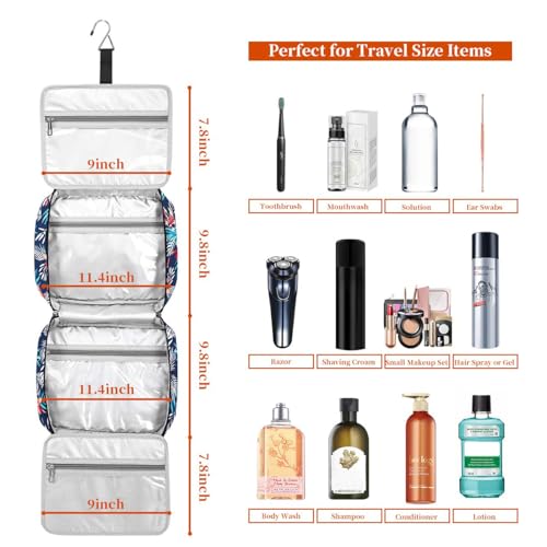 Bosidu Hanging Travel Toiletry Bag, Large Capacity Cosmetic Travel Toiletry Organizer for Women with 4 Compartments & 1 Sturdy Hook, Perfect for Daily Use/Christmas - Image 4